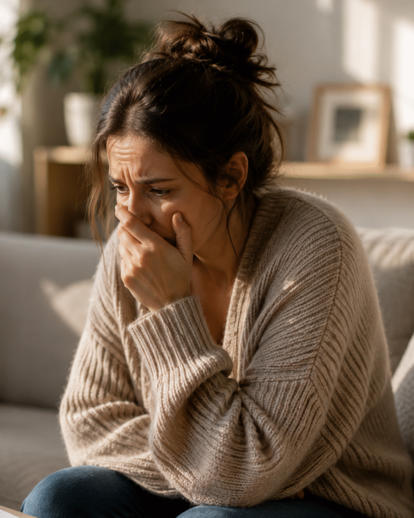 Une femme anxieuse et angoissée