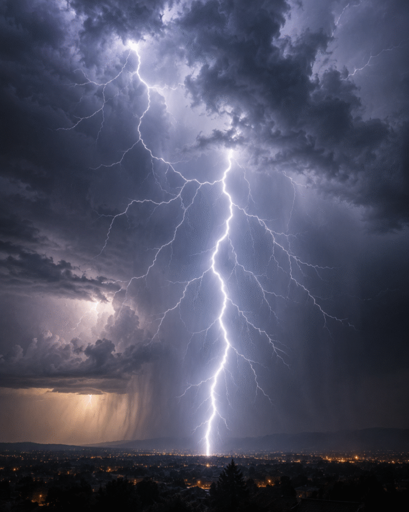 Un éclair frappant le ciel pendant un violent orage