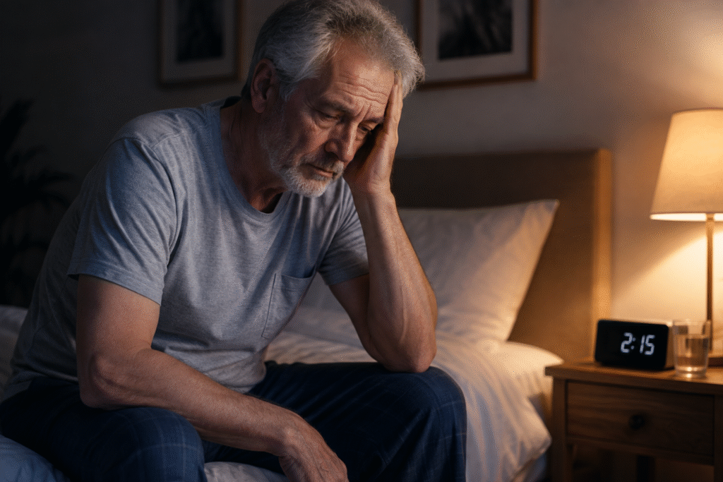 Un homme âgé qui a des troubles du sommeil