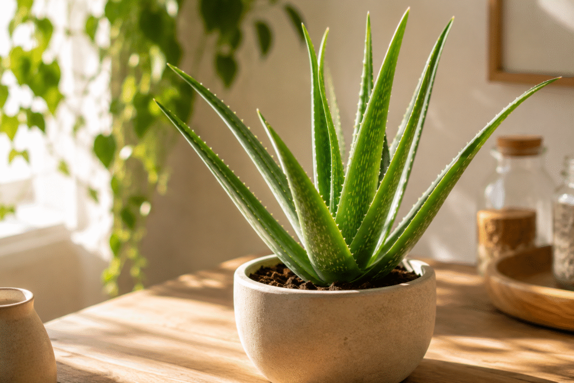 Plante aloe vera posé sur une table