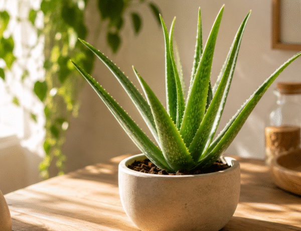 Plante aloe vera posé sur une table