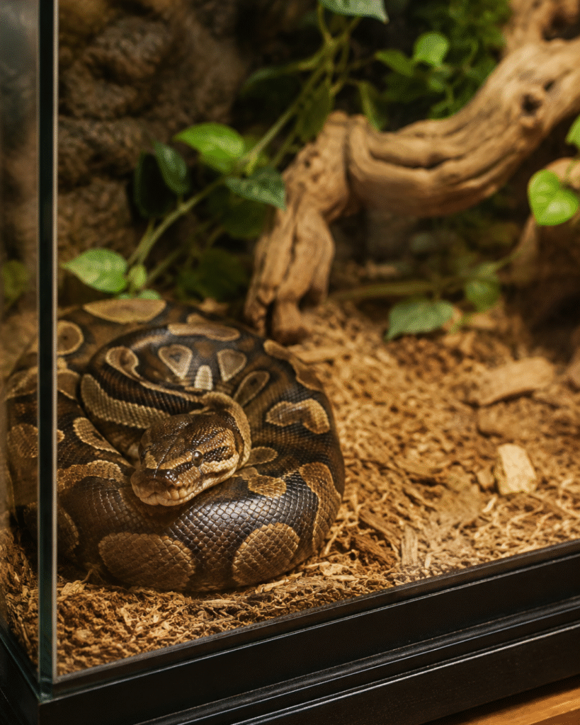 Serpent vivant dans un terrarium